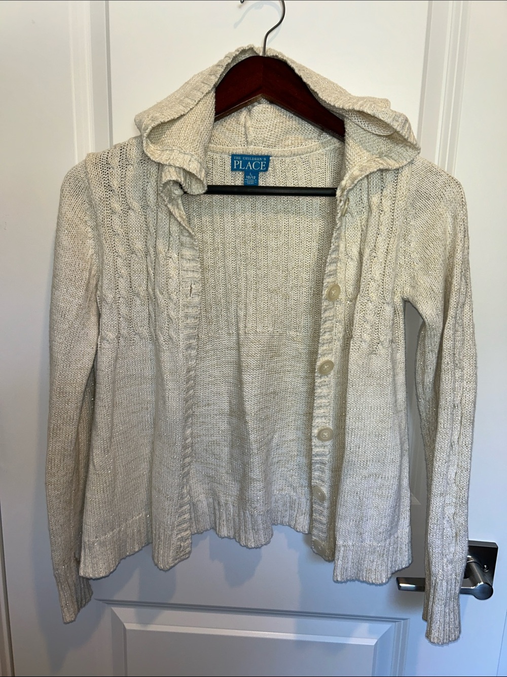 The Children's Place Cream Cable Knit Hooded Cardigan